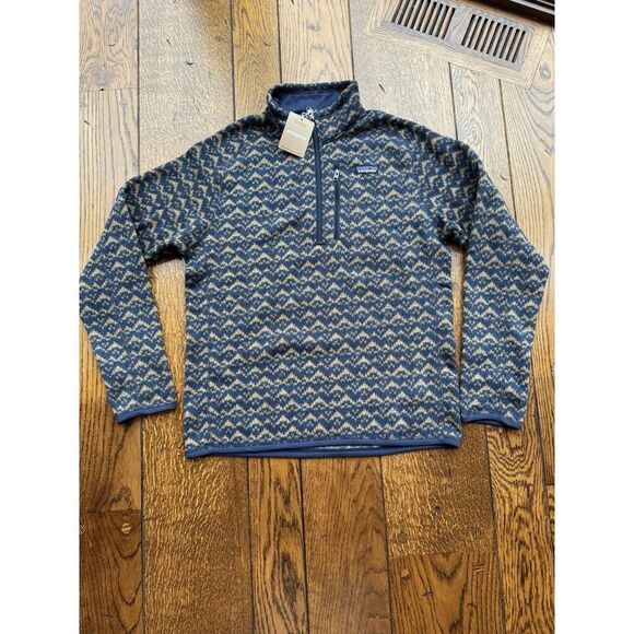 Patagonia Men XXL Better Sweater 1/4 Quarter Zip Pullover Mountain Peak New Navy - Picture 1 of 7